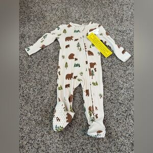 NWT Angel Dear 2 Way Zipper Footie “Sweet Brown Bears” 6-9 Months